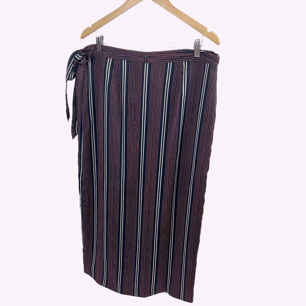 Banana Republic Pin Stripe Wrap Tie Midi Skirt